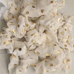 White and Gold Elegant SCRUNCHIES with Ruffled Design